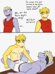  anthro anthrofied blep briefs briefs_only bulge bulge_frottage casual_sex clothed clothing comic dialogue dry_humping duo english_text erection erection_under_clothing fuze generation_1_pokemon generation_3_pokemon hi_res legs_around_partner lying machop male male/male navel nintendo nipples numel on_back pokemon pokemon_(species) pokemorph rex_(fuze) rodd_(fuze) sex shirt simple_background suntan tan_line tank_top tenting text tongue tongue_out topless topwear underwear underwear_only white_background 