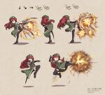  absurdres bike_shorts_under_skirt chinese_clothes chun-li dress fighting_game flying_kick green_dress green_headwear high_kick highres hong_meiling kicking long_hair nero_augustus red_hair street_fighter street_fighter_6 thighhighs touhou 