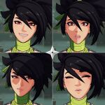  3d akali black_hair fighting_game highres kilianjunk kiss league_of_legends mask mouth_mask smile smirk surprised 