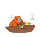  ... ._. :3 ban_(ban62460424) black_eyes chopsticks commentary_request deoxys deoxys_(defense) instant_ramen no_humans pikachu pokemon pokemon_(creature) spoken_ellipsis table translation_request 