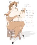  absurd_res anthro big_breasts braided_hair breasts brown_body brown_fur brown_hair buckteeth chair crossed_legs deer dullvivid english_text female fiona_fawnbags_(dullvivid) fur furniture hair half-closed_eyes hi_res hooves huge_breasts mammal markings multicolored_body multicolored_fur narrowed_eyes new_world_deer on_chair simple_background sitting sitting_on_chair solo spots spotted_body spotted_fur spotted_markings tan_body tan_fur tan_spots tape_measure teeth text thick_thighs two_tone_body two_tone_fur white-tailed_deer white_background wide_hips 