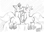  anus backsack balls bed blush butt canid canine doodledoggy fluffy fluffy_tail fox french_kissing furniture genitals hi_res kissing male male/male mammal nervous on_bed paws presenting presenting_anus presenting_hindquarters sketch tail tongue toonkind toony 
