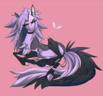  &lt;/3 alternate_species black_body black_fur black_tail chest_tuft collar demon ear_piercing ear_ring earth_pony equid equine eyelashes female feral fur grey_body grey_fur grey_hair hair hasbro helluva_boss hooves horse inner_ear_fluff long_tail loona_(helluva_boss) lying mammal multicolored_body multicolored_fur my_little_pony piercing pink_background ponsex pony red_sclera ring_piercing simple_background solo spiked_collar spikes tail tuft two_tone_tail underhoof white_body white_eyes white_fur white_tail 