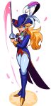  1girl blonde_hair blue_eyes earrings gloves hat hat_feather holding holding_sword holding_weapon jewelry long_hair low_ponytail mario_(series) nanika_(nnkgh) official_alternate_costume official_alternate_hairstyle pants ponytail princess_peach princess_peach:_showtime! solo sword swordfighter_peach weapon white_pants 