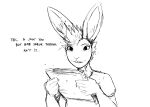  2023 anthro black_and_white buckteeth dialogue english_text female hi_res hladilnik lagomorph leporid mammal monochrome pro_bun_(hladilnik) rabbit sketch solo teeth text 