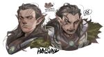  1boy absurdres ashthepenguin baldur&#039;s_gate baldur&#039;s_gate_3 bara brown_hair dungeons_and_dragons halsin highres long_hair looking_at_viewer male_focus mature_male pointy_ears sanpaku smile thick_eyebrows 