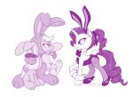  2017 apple_bloom_(mlp) applejack_(mlp) bow_tie bunny_costume clothed clothed_feral clothing costume covering cuff_(restraint) cutie_mark dstears earth_pony easter easter_egg egg equid equine eyelashes eyeshadow fake_ears fake_rabbit_ears female feral flower freckles friendship_is_magic frown group hair half-closed_eyes hasbro holidays horn horse leotard looking_at_another makeup mammal monochrome my_little_pony narrowed_eyes plant pony purple_and_white quadruped rarity_(mlp) restraints sibling simple_background sister sisters sketch smile sweetie_belle_(mlp) tail unicorn white_background wrist_cuffs 