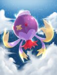  asakirirokuyu cloud commentary_request drifblim floating full_body night night_sky no_humans outdoors pokemon pokemon_(creature) red_eyes sky solo star_(sky) starry_sky 