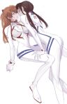  2girls absurdres ass blue_eyes bodysuit breasts brown_hair deerwhisky evangelion:_3.0+1.0_thrice_upon_a_time eyepatch highres makinami_mari_illustrious multiple_girls neon_genesis_evangelion orange_hair pilot_suit plugsuit rebuild_of_evangelion souryuu_asuka_langley sunglasses white_bodysuit yuri 