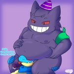  1:1 anthro bodily_fluids chubby_male croconaw cum duo generation_1_pokemon generation_2_pokemon gengar genital_fluids hi_res male murderdroid_(artist) nintendo pokemon pokemon_(species) pokemon_mystery_dungeon sex solo 