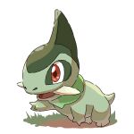  animal_focus axew brown_eyes commentary_request ffccll full_body grass highres no_humans open_mouth pokemon pokemon_(creature) solo tusks white_background 