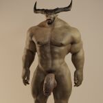  2_horns abs absurd_res balls dragon_age genitals hi_res horn humanoid iron_bull male muscular muscular_humanoid muscular_male nipples pecs penis qunari scar solo vein veiny_muscles veiny_penis voluox 