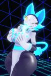  2:3 3d_(artwork) abstract_background absurd_res anthro big_breasts biped blender_(software) blender_cycles blue_body blue_fur bottomwear breast_squeeze breasts cable_tail clothed clothing cryptiacurves deltarune digital_media_(artwork) domestic_cat felid feline felis female fever-dreamer fur gloves glowing handwear hi_res high_collar holding_breast jacket loincloth looking_at_viewer machine mammal no_pupils one_eye_closed open_mouth robot skirt smile smiling_at_viewer solo tail tasque_manager thick_thighs tongue tongue_out topwear undertale undertale_(series) wink winking_at_viewer 