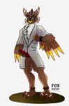 absurd_res anthro avian bird clothing coat erection foxnorgad genitals hi_res holding_penis lab_coat looking_at_viewer male masturbation owl pantsless penile penile_masturbation penis solo standing talons tapering_penis topwear 
