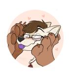  &lt;3 anthro bear blep blush canid canine canis clairebear claws duo eyewear feet female fluster foot_fetish foot_on_face glasses hi_res jewelry male male/female mammal necklace pawpads paws sabbyth smothering strawbear toes tongue tongue_out wolf 