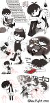  ... 1boy colored_skin computer crayon english_text highres knife laptop light_bulb male_focus mewo miya_(baelfight) multiple_views napstablook omori omori_(omori) sitting sketchbook socks speech_bubble spoken_ellipsis undertale white_skin 