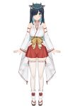  1girl absurdres amano_nene_(shrine_maiden)_(vtuber) amano_nene_(vtuber) animal_ears aqua_eyes asymmetrical_bangs black_hair blush breasts choker cleavage closed_mouth cloudtomo_(amane_nene) colored_inner_hair cow_ears cow_horns detached_sleeves diagonal_bangs ear_tag extra_ears full_body geta hair_over_one_eye hakama hakama_short_skirt hakama_skirt highres hip_vent horns japanese_clothes lace-trimmed_thighhighs large_breasts long_hair long_sleeves looking_at_viewer multicolored_hair multiple_views nokoyama nontraditional_miko obi official_alternate_costume official_alternate_hairstyle official_art production_kawaii red_choker red_hakama red_skirt reference_sheet sash sideboob sideless_kimono simple_background skindentation skirt smile solo straight-on straight_hair tachi-e thighhighs turnaround virtual_youtuber white_background white_sleeves white_thighhighs wide_sleeves zettai_ryouiki 