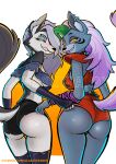  anthro clothed clothing duo female five_nights_at_freddy&#039;s five_nights_at_freddy&#039;s:_security_breach helluva_boss hi_res illuxxxtrandy looking_at_viewer looking_back looking_back_at_viewer loona_(helluva_boss) roxanne_wolf_(fnaf) scottgames skimpy smile steel_wool_studios 