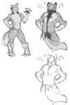  5_fingers anthro blep canid canine canis eyrich fingers fur hi_res male mammal model_sheet nude paws pink_eyes prick_ears rose_(wolfoftheredrose) sketch sketch_page solo steam tail tongue tongue_out wolf 
