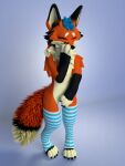  3d_(artwork) 4_toes ambiguous_gender anthro blender_(software) blue_hair blue_pawpads canid canine digital_media_(artwork) feet fluffy fox hair hi_res male mammal mango_fox pawpads paws simple_background smile solo toes 