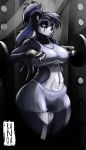  anthro bear blue_eyes clothing curvy_figure female giant_panda gloves goth hair handwear hi_res hourglass_figure mai_knox mammal ponytail ranoa02 running_mascara solo thick_thighs weights wide_hips 