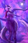  absurd_res amanda_whitaker anthro big_breasts black_body black_fur black_hair breasts claws clothed clothing curvy_figure dragon female fur furred_dragon grey_body grey_eyes grey_fur hair hi_res horn huge_breasts inner_ear_fluff lyahim red_sclera solo tail thick_thighs tuft white_hair wide_hips 