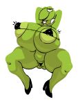  amphibian anthro big_breasts bikini bikini_thong breasts chubby_female clothing digital_media_(artwork) female footwear frog green_body hi_res high_heels kermit_the_frog komdog looking_at_viewer mammal muppets nipples slightly_chubby smile solo swimwear 