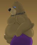  absurd_res anthro baby_bear baby_bear_(puss_in_boots) balls bear belly big_belly black_nose bottomwear brown_balls brown_body brown_fur brown_inner_ear_fluff brown_penis clothing erection fathyhell female fur genitals hi_res humanoid_genitalia humanoid_penis inner_ear_fluff looking_down male male/male mammal mouth_closed overweight overweight_anthro overweight_male pants penis purple_bottomwear purple_clothing purple_pants puss_in_boots_(film) puss_in_boots_the_last_wish side_view solo tuft 