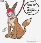  absurd_res artistnjc ball_gag bdsm blush bodily_fluids bodysuit bondage bound breasts butt buttplug buttplug_tail clothing collar colored_pencil_(artwork) dehumanization dialogue eevee eevee_costume english_text exposed_breasts fake_ears fake_tail female gag gagged game_freak generation_1_pokemon hi_res human implied_pokephilia leash leashed_collar legs_tied mammal nintendo nipples offscreen_character penny_(pokemon) petplay plug_(sex_toy) pokemon pokemon_(species) questionable_consent roleplay sex_toy signature skinsuit solo speech_bubble submissive sweat text tight_clothing traditional_media_(artwork) 