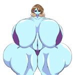  anthro armless big_breasts blue_body breasts brown_hair cleavage clothed clothing female gatofashado generation_2_pokemon hair huge_breasts navel nintendo pokemon pokemon_(species) simple_background solo thick_thighs thong underwear white_background wooper 