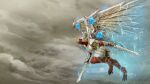 absurd_res action_pose anthro armor avian barefoot black_talons blue_highlights blue_light bracers cloud dual_wielding electricity feathered_wings feathers feet flying garuda headgear helmet hi_res highlights_(coloring) holding_object holding_weapon krut:_the_mythic_wings krut_(krut:_the_mythic_wings) magic male melee_weapon metal_wings official_art open_mouth overcast pose red_body red_feathers red_scales scales silver_(metal) silver_armor sky solo sword talons unknown_artist veera_(krut:_the_mythic_wings) weapon wing_armor wings 