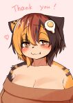  &lt;3 2023 accessory anthro big_breasts blush breasts brown_body brown_fur brown_hair calico_cat cleavage clothed clothing digital_media_(artwork) domestic_cat english_text felid feline felis female female_anthro fur hair hair_accessory hairclip hi_res huge_breasts kagarimachi_ame kemono looking_at_viewer mammal multicolored_body multicolored_fur multicolored_hair nekotsuki_kohime orange_body orange_fur orange_hair shoulderless_sweater solo sweater text thank_you topwear translated_description white_body white_fur yellow_eyes 