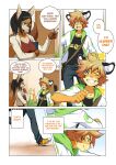  anthro canid canine canis clothing comic domestic_dog felid female hi_res male mammal pantherine powfooo text tiger 