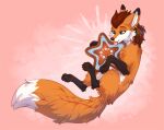  2023 4_toes blep brown_hair canid canine digital_media_(artwork) ear_piercing ear_ring eyebrows eyelashes feet female feral fox hair ketty mammal paws piercing pink_background ring_piercing simple_background solo toes tongue tongue_out 