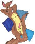 4:5 brown_body brown_fur erection fur hands_behind_head kangaroo macropod male mammal marsupial pillow tabbiewolf 
