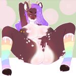  anthro anus big_breasts breasts deer female genitals hair hi_res higgyy mammal nipple_piercing nipples piercing purple_hair pussy spread_legs spreading thick_thighs 