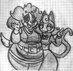  absurd_res animal_crossing anthro canid canine canis chubby_female cookie_(animal_crossing) domestic_cat domestic_dog duo felid feline felis female female/female frosteinbun hi_res mammal nintendo olivia_(animal_crossing) wide_hips 