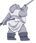  2023 anthro belly clothed clothing dragon_quest hi_res humanoid_hands kemono male mammal natunokemono orc_(dragon_quest) overweight overweight_male simple_background solo square_enix suid suina sus_(pig) weapon wild_boar 