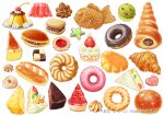  cake cherry cookie croissant doughnut food food_focus fruit gelatin heart-shaped_cookie kiwi_(fruit) kiwi_slice no_humans odakouhei27 original pudding star-shaped_cookie strawberry strawberry_shortcake whipped_cream 