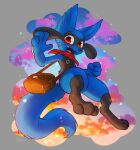  4_fingers absurd_res anthro biped blue_body blue_fur drew_(djmuffintops) fingers fur generation_4_pokemon haychel hi_res looking_at_viewer male nintendo open_mouth open_smile pokemon pokemon_(species) riolu smile smiling_at_viewer solo 