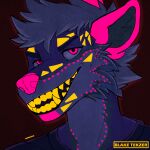  absurd_res blakixtekzer_(artist) canid canine canis headshot_(disambiguation) hi_res icon mammal neon smile wolf 