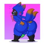  anthro anus balls big_butt bow_ribbon butt butt_grab clothing feet genitals grinlin hand_on_butt hi_res hoodie male male/male nik_covalt solo spread_anus spread_butt spreading talons thick_thighs toes topwear v1sage 