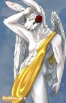  anthro deity eros fanartist furry furry_artist greek hare hi_res invalid_tag lagomorph leporid male mammal rabbit rose_(disambiguation) solo teethe zombikiss 