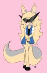  anthro big_ears eyewear fan_character female freckles fur hair hi_res humanoid innotsu markings narcy_(innotsu) sega smug smug_expression smug_grin solo sonic_the_hedgehog_(series) sunglasses tail yellow_body yellow_fur 