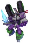  2023 5_fingers absurd_res ambiguous_gender cybertronian digital_media_(artwork) fingers green_body grin hasbro hi_res holding_object holding_weapon horn humanoid lightsource living_machine living_vehicle machine megatron melee_weapon multicolored_body not_furry purple_body ranged_weapon red_eyes robot simple_background smile solo standing sword takara_tomy tank tank_barrel teeth transformers transformers:_armada treads vehicle weapon 