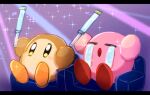 chair colored_skin commentary_request crying holding_glowstick kirby kirby_(series) kirby_30th_anniversary_music_festival letterboxed mikeli_li_(artist) open_mouth pink_skin sitting solid_oval_eyes sparkle t_t waddle_dee 