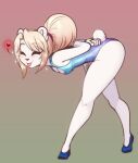  &lt;3 absurd_res anthro aurora_(scorpdk) bear breasts cleavage clothed clothing eyes_closed female footwear hands_behind_back hi_res leaning leaning_forward leotard mammal polar_bear scorpdk shoes solo tongue tongue_out ursine 