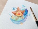  absurdres bubble commentary highres kox_hsl no_humans paintbrush painting_(medium) pokemon pokemon_(creature) solo star_(symbol) staryu symbol-only_commentary traditional_media water water_drop watercolor_(medium) watermark 