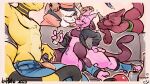  16:9 4k absurd_res ampharos anthro balls charmeleon erection generation_1_pokemon generation_2_pokemon genitals group hi_res lapatte legendary_pokemon male mewtwo nintendo pat_(lapatte) penis pokemon pokemon_(species) tail widescreen 