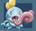 2019 anthro anthro_prey canid canine duo fox gaping_mouth generation_8_pokemon hi_res imminent_oral_vore imminent_vore long_tongue macro male mammal micro nintendo open_mouth pokemon pokemon_(species) pokemon_pred simple_background sobble suddendraft tongue vore 